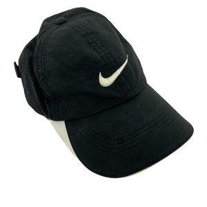 Nike Black Baseball Cap White Swoosh Hat Snapback